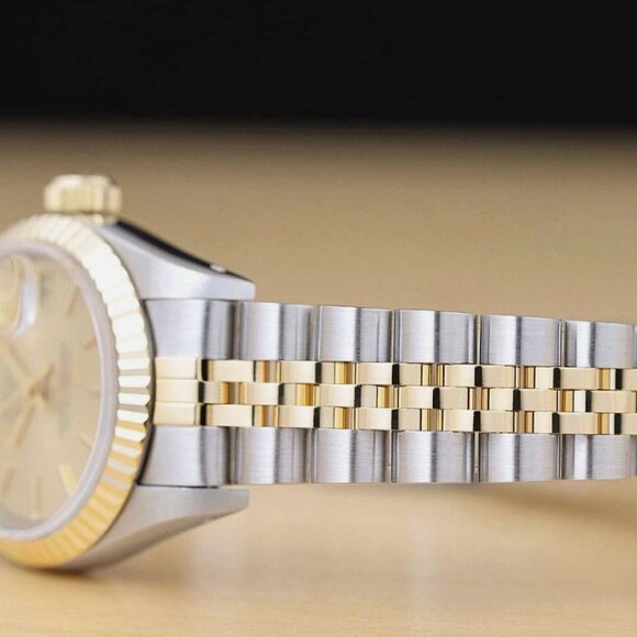 ROLEX LADIES DATEJUST CHAMPAGNE DIAL 18K YELLOW GOLD STEEL TWO TONE WATCH